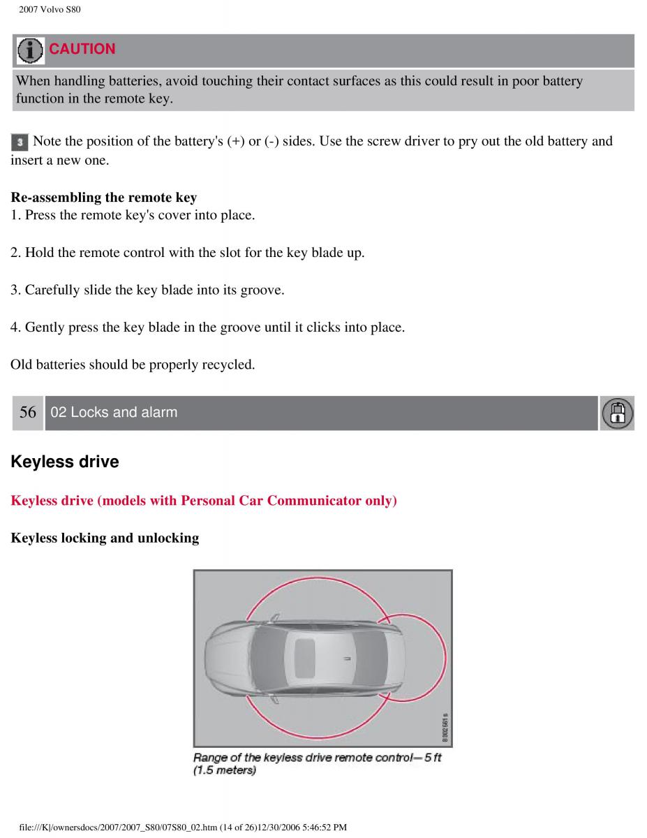 volvo S80 II 2 owners manual / page 66