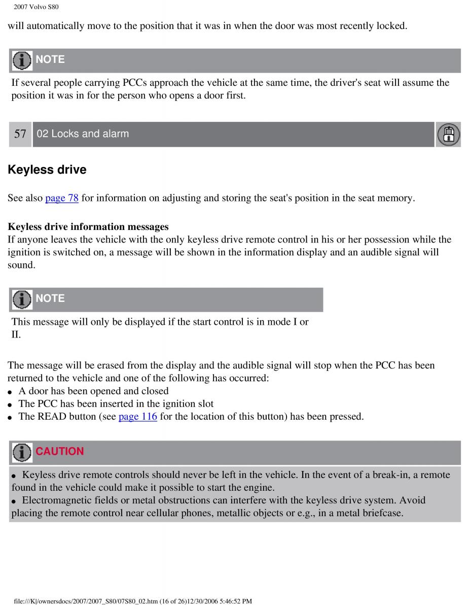 volvo S80 II 2 owners manual / page 68