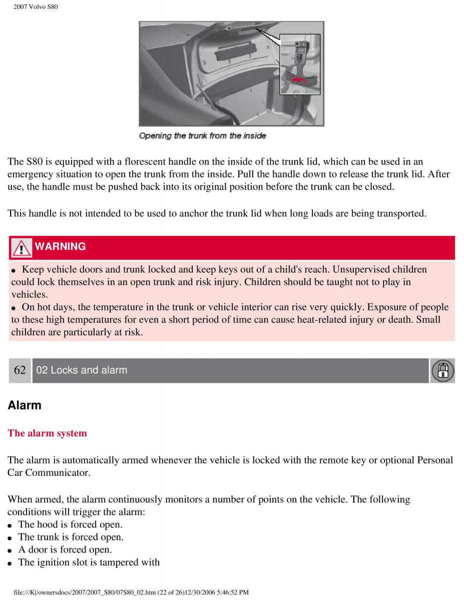 volvo S80 II 2 owners manual / page 74