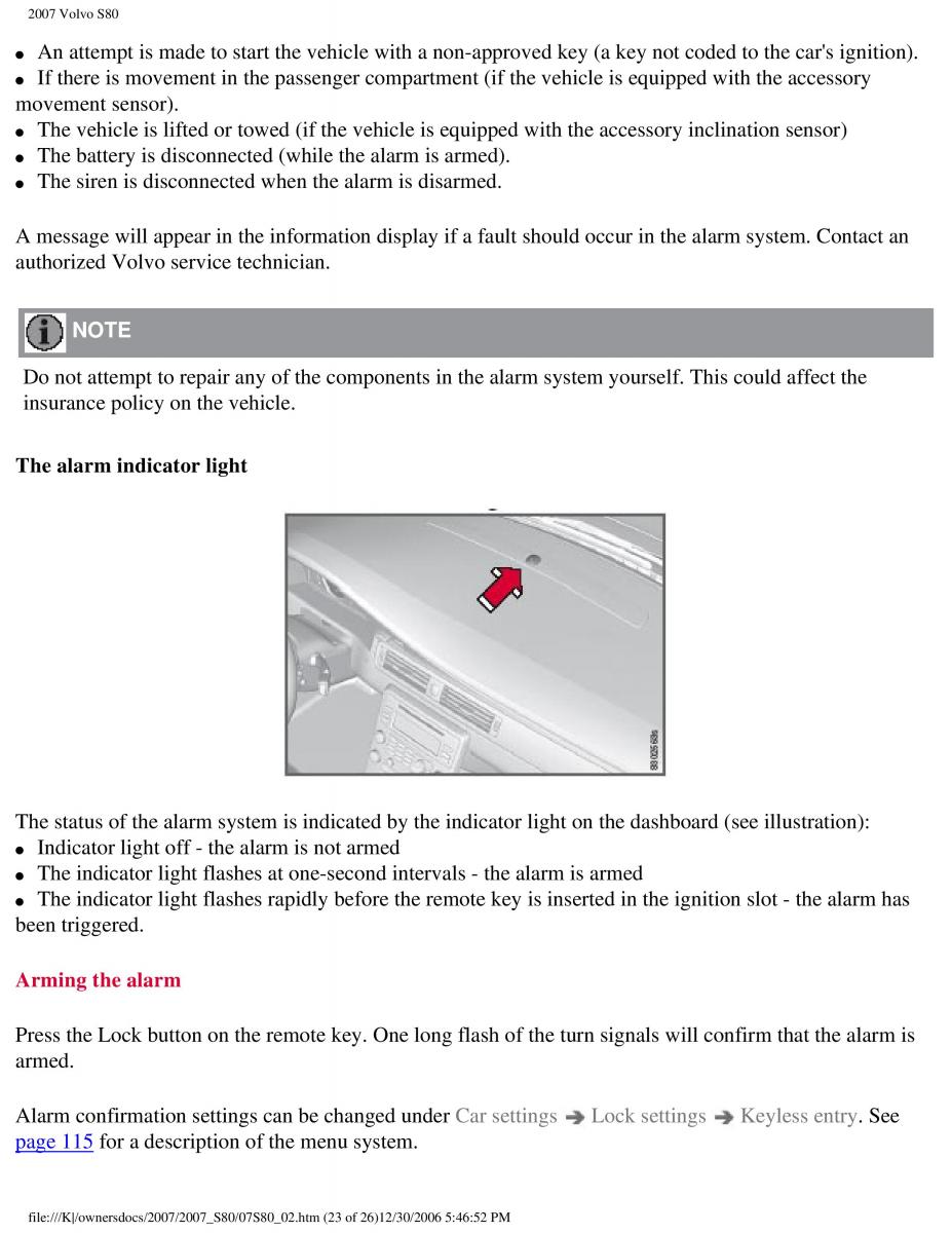 volvo S80 II 2 owners manual / page 75