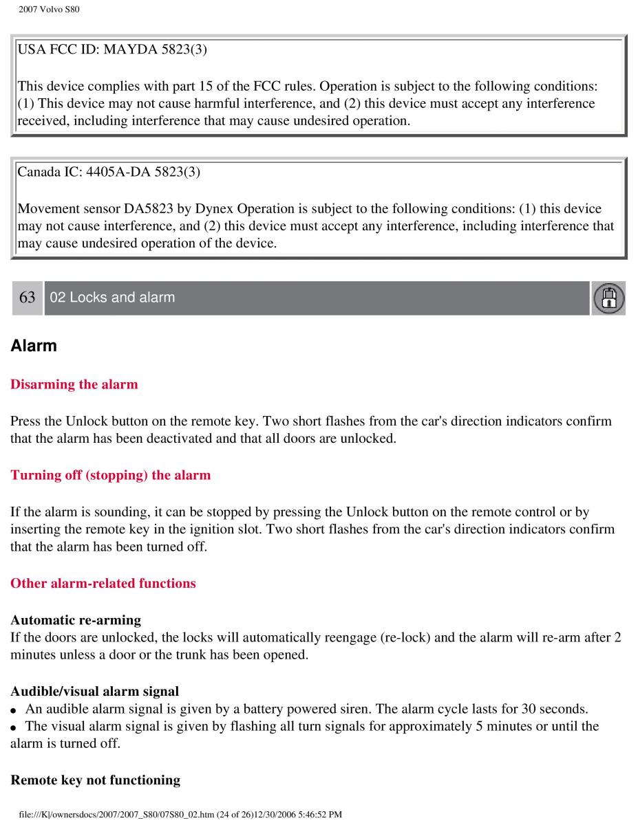 volvo S80 II 2 owners manual / page 76