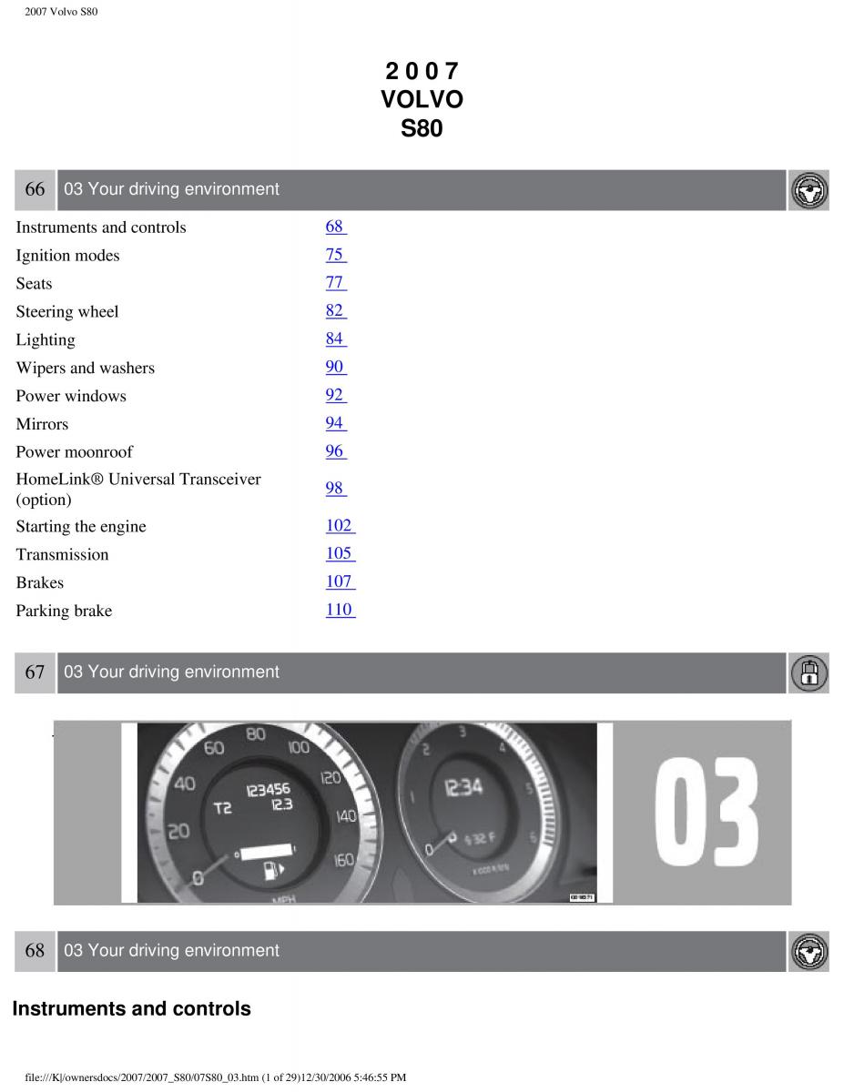 volvo S80 II 2 owners manual / page 79