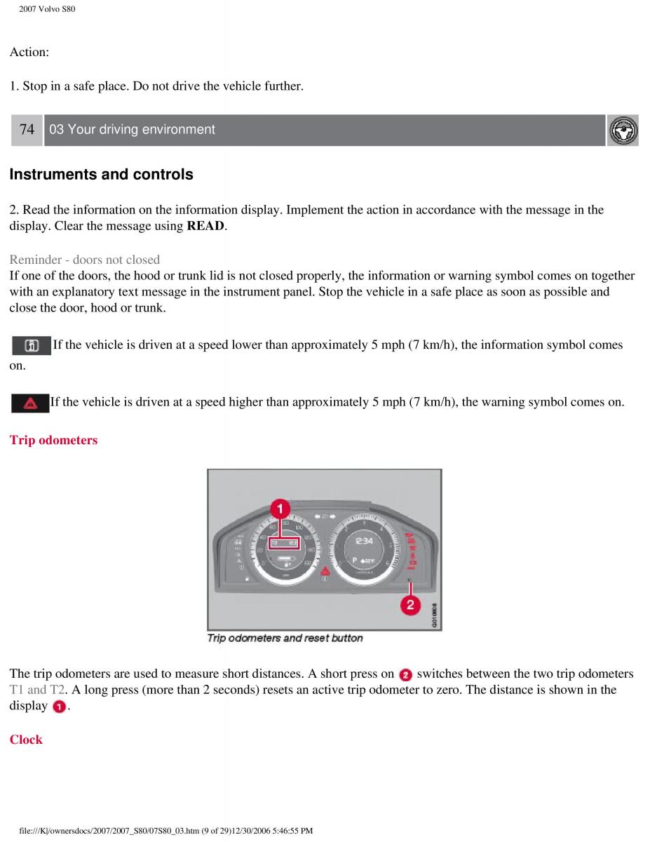 volvo S80 II 2 owners manual / page 87