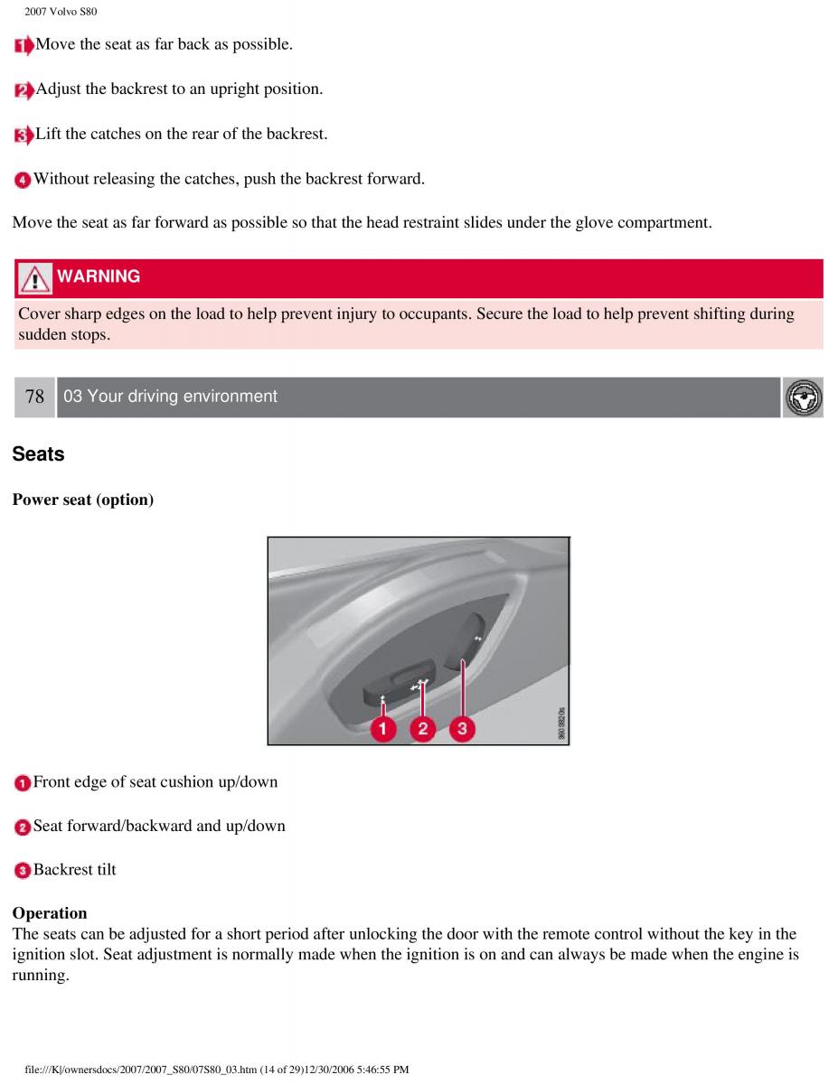 volvo S80 II 2 owners manual / page 92