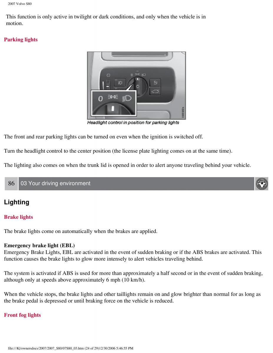 volvo S80 II 2 owners manual / page 102