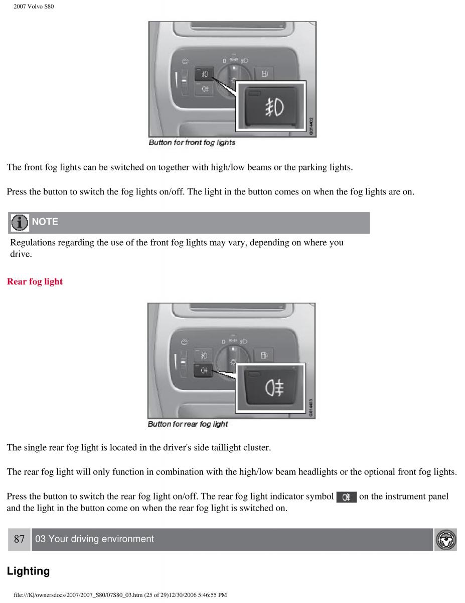 volvo S80 II 2 owners manual / page 103