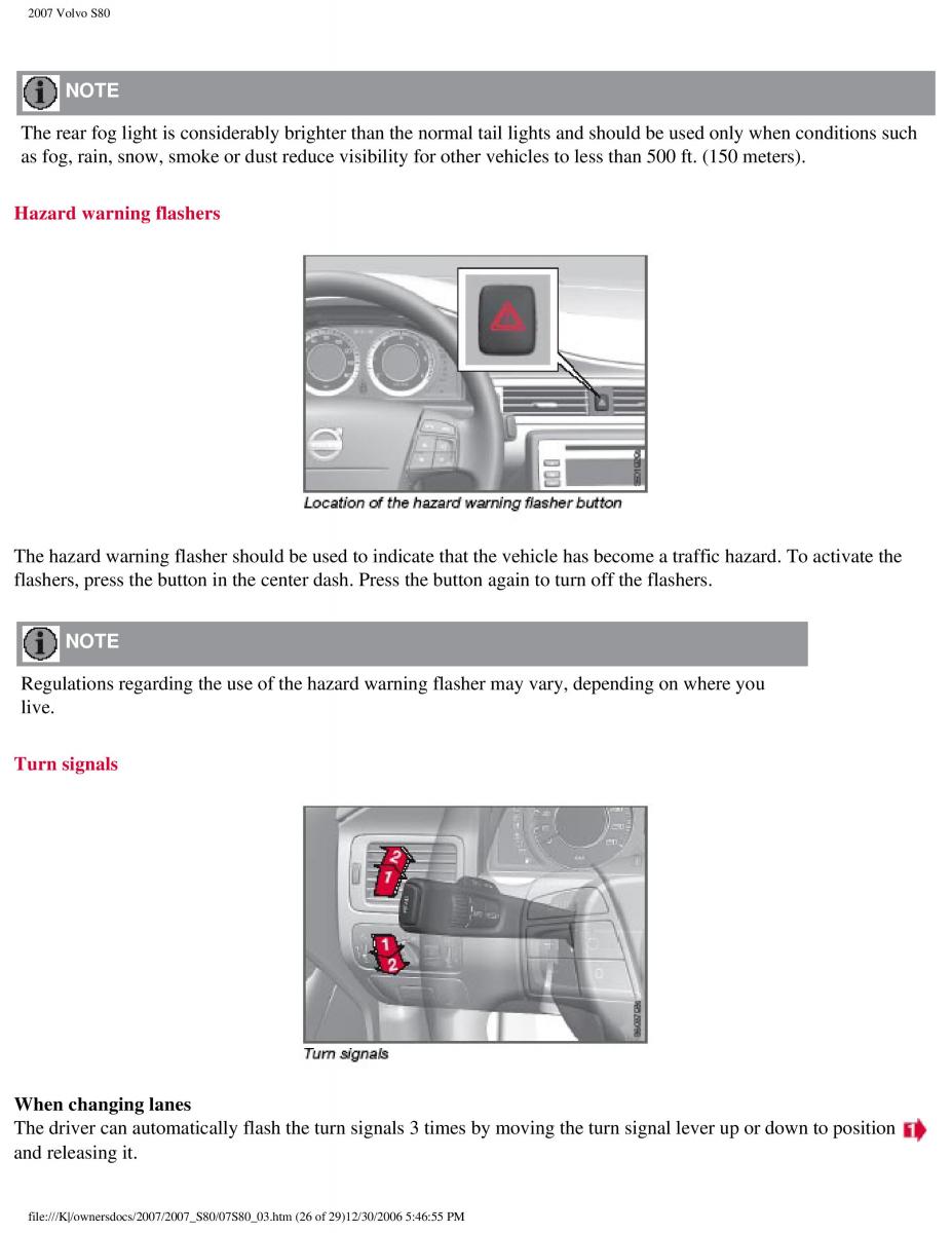 volvo S80 II 2 owners manual / page 104