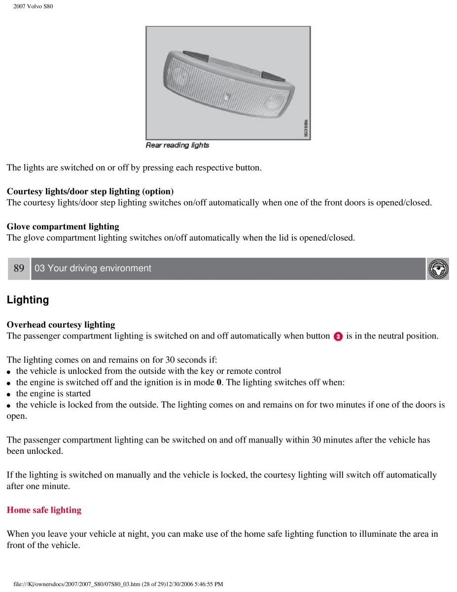 volvo S80 II 2 owners manual / page 106