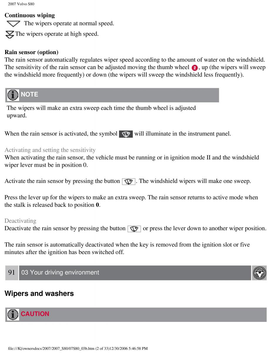 volvo S80 II 2 owners manual / page 109