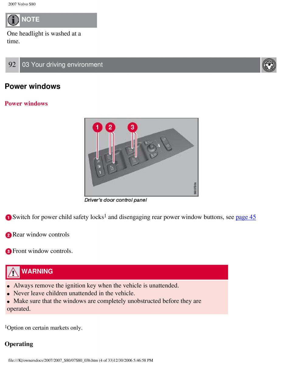 volvo S80 II 2 owners manual / page 111