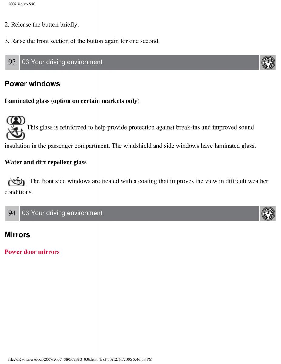 volvo S80 II 2 owners manual / page 113