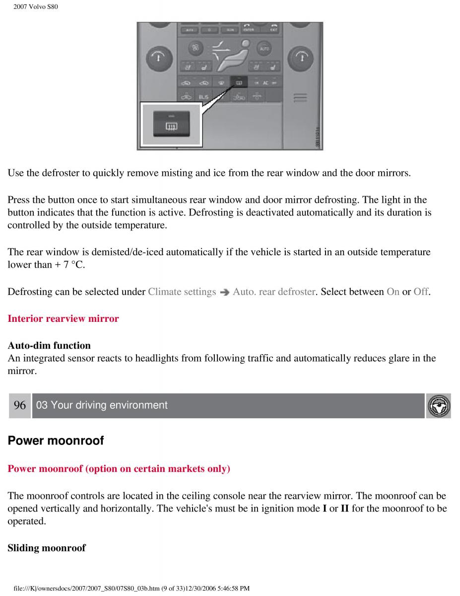 volvo S80 II 2 owners manual / page 116