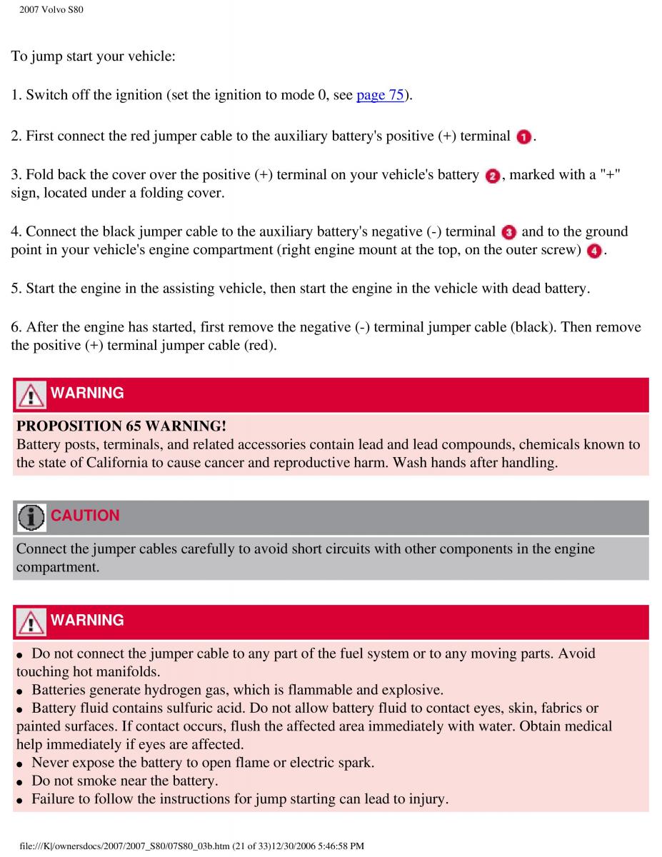 volvo S80 II 2 owners manual / page 128