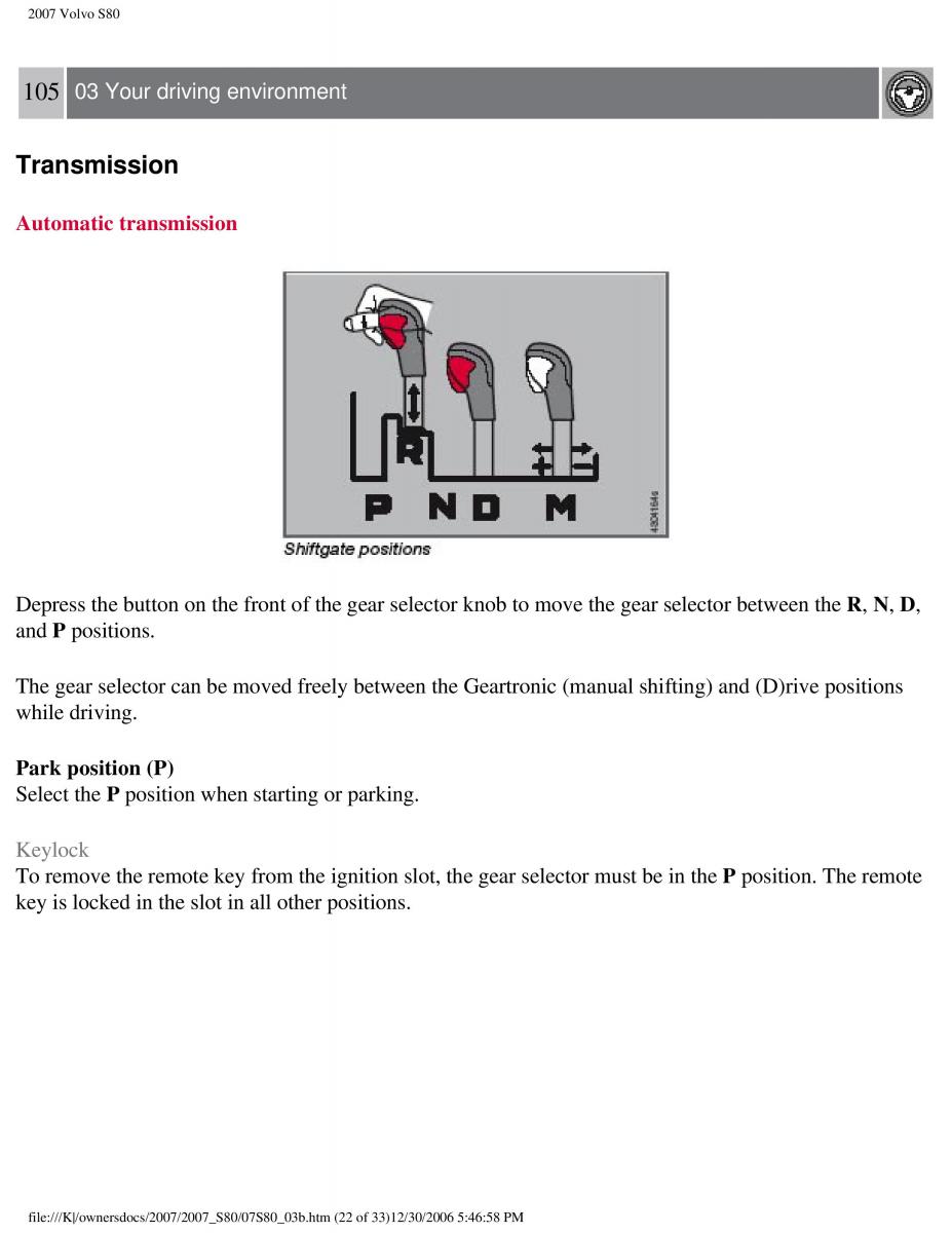 volvo S80 II 2 owners manual / page 129