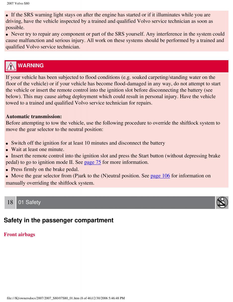 volvo S80 II 2 owners manual / page 14