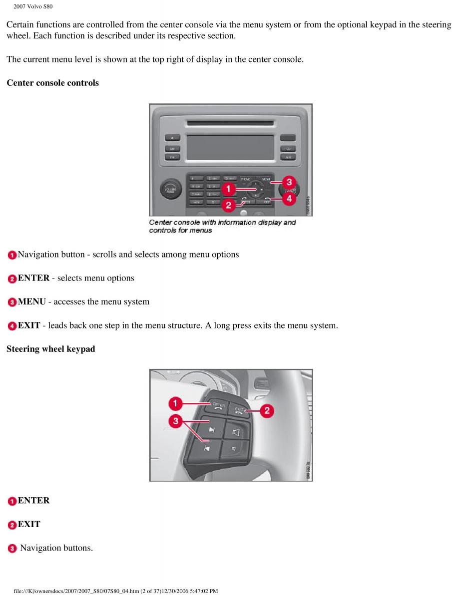 volvo S80 II 2 owners manual / page 142