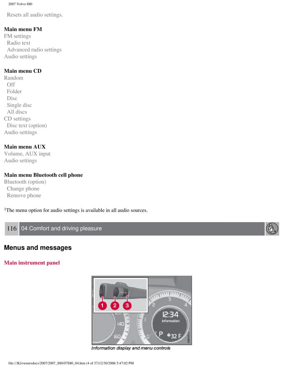 volvo S80 II 2 owners manual / page 144