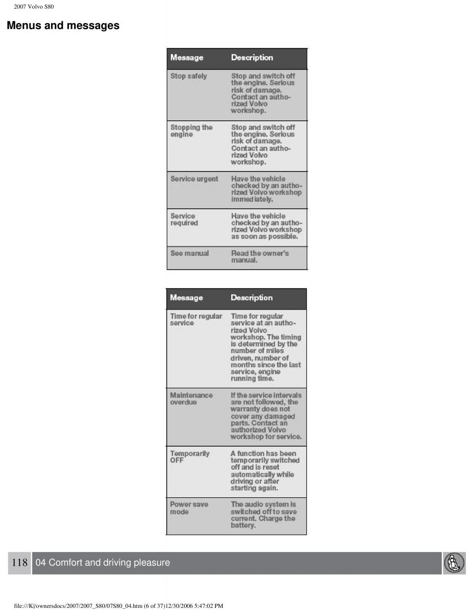 volvo S80 II 2 owners manual / page 146