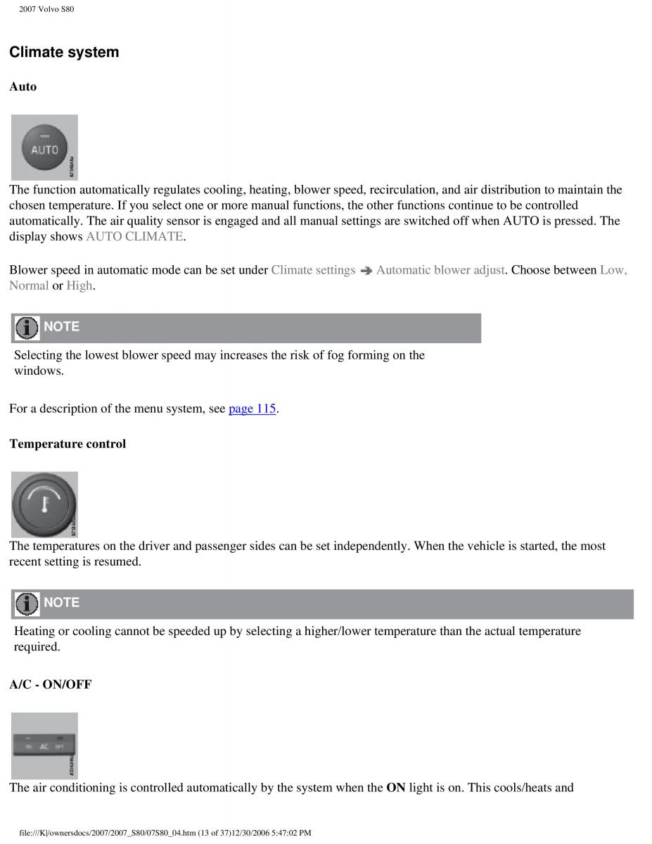 volvo S80 II 2 owners manual / page 153