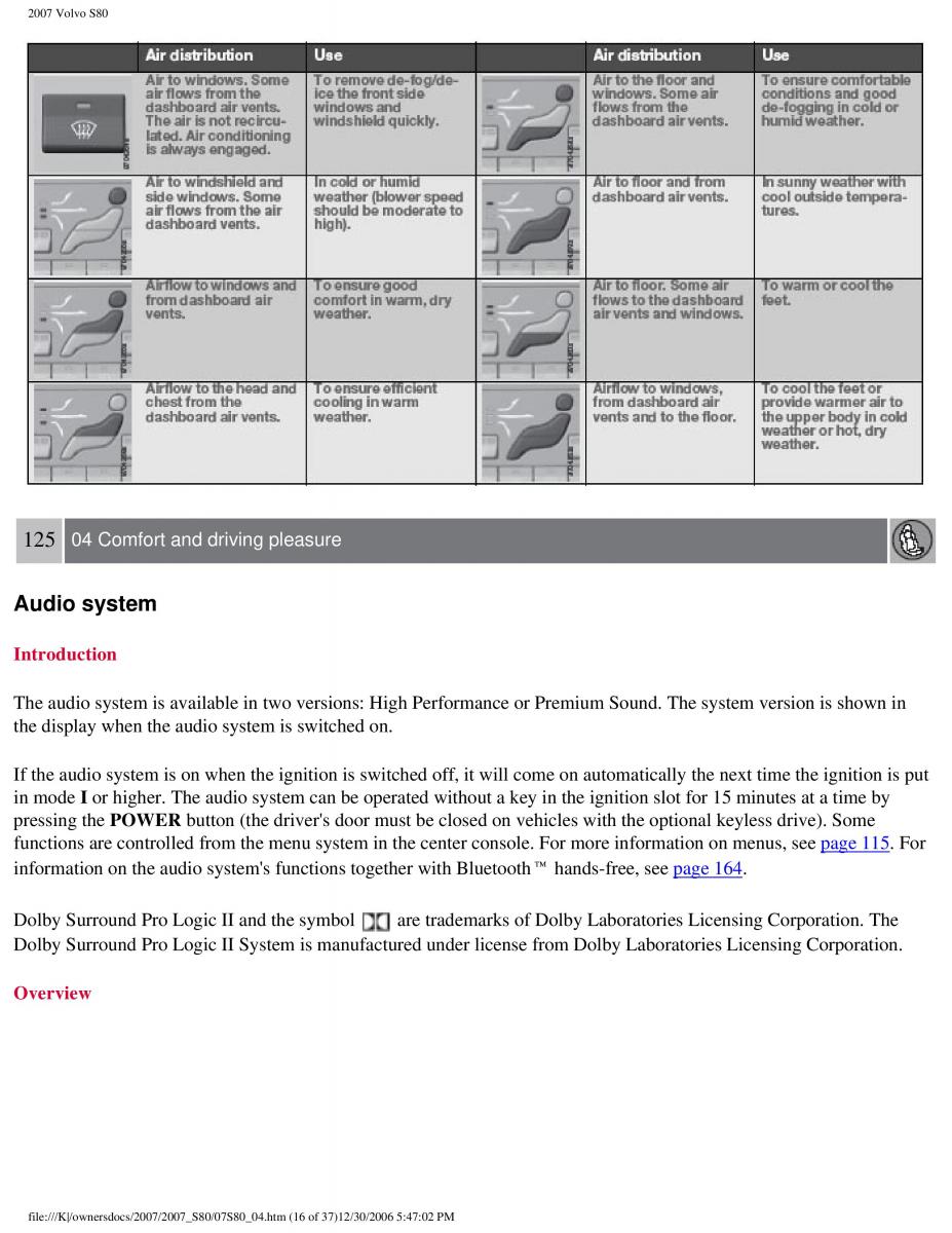 volvo S80 II 2 owners manual / page 156