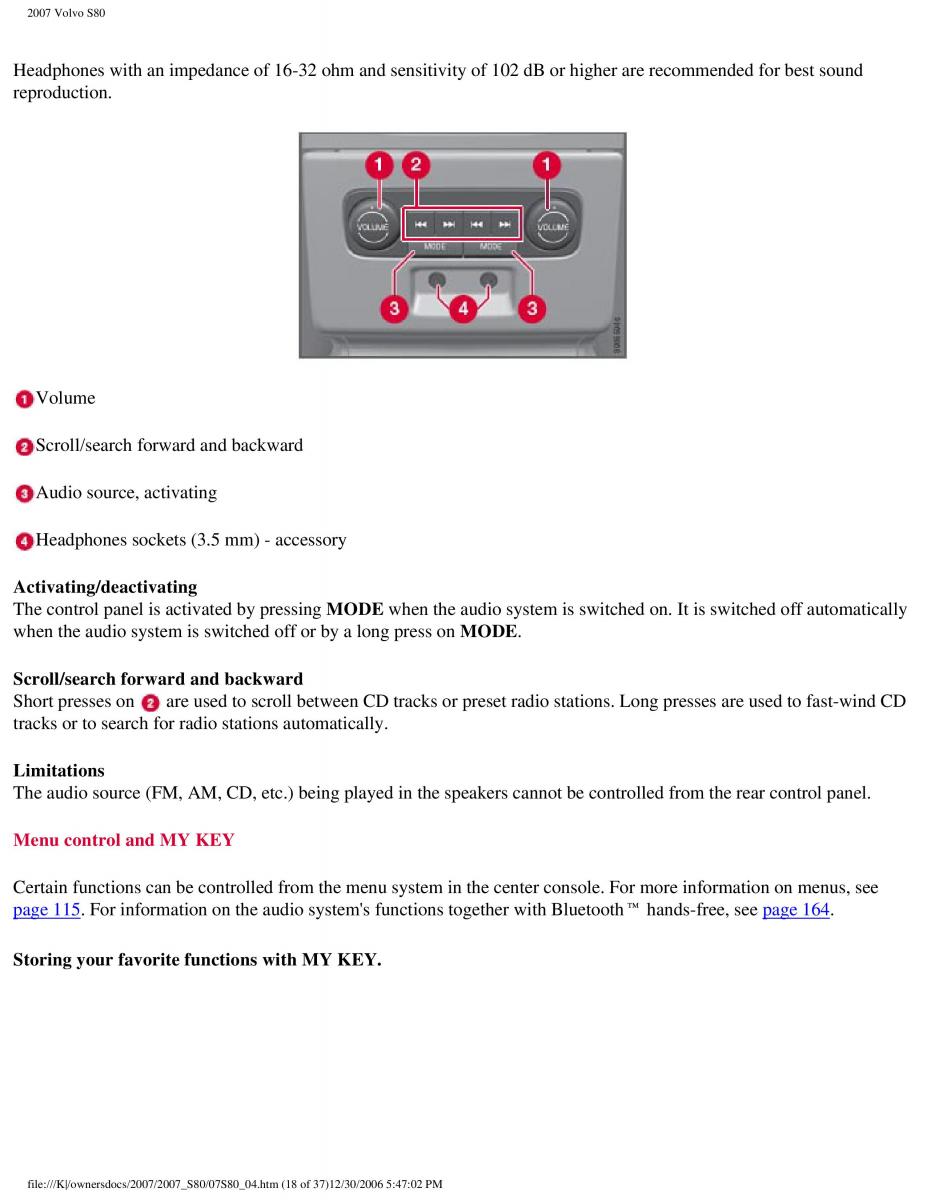 volvo S80 II 2 owners manual / page 158