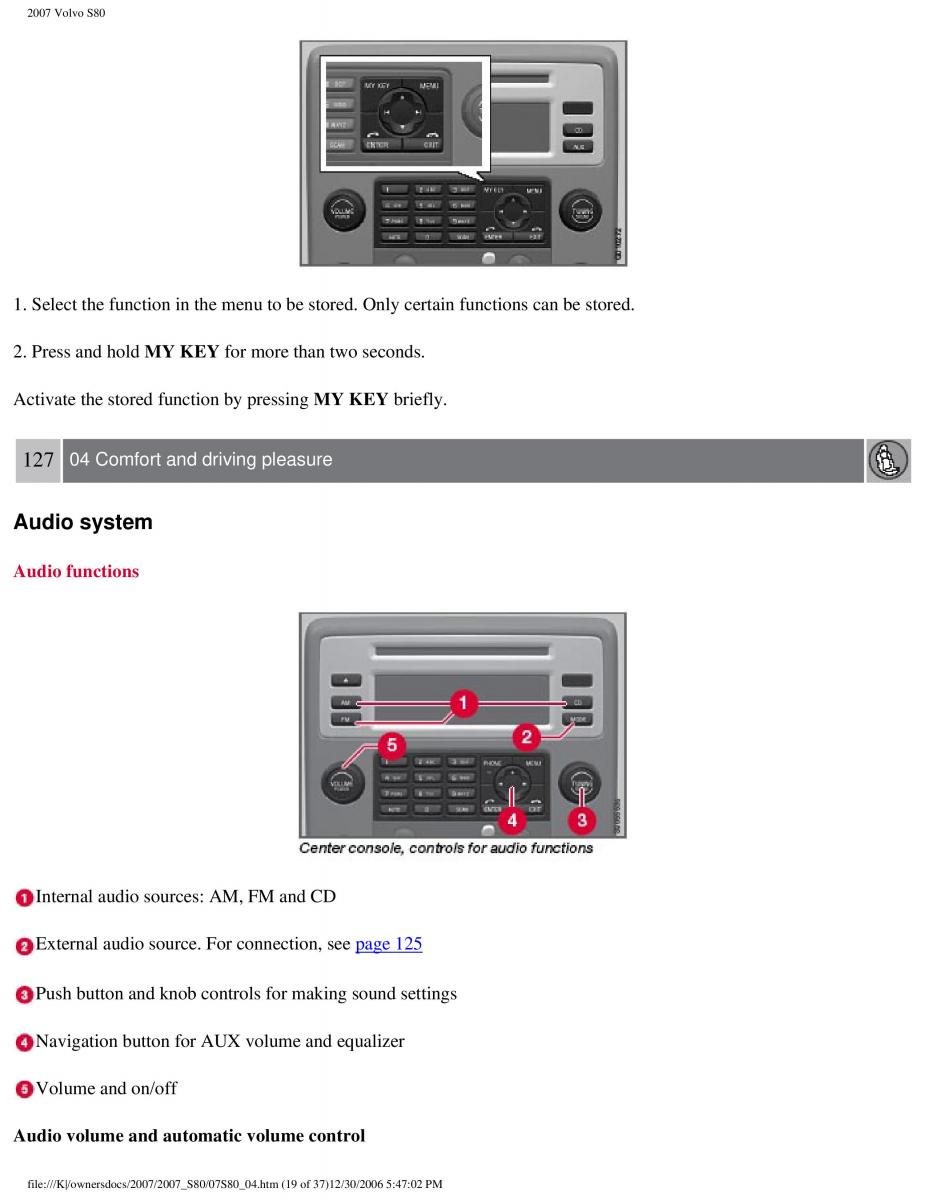 volvo S80 II 2 owners manual / page 159