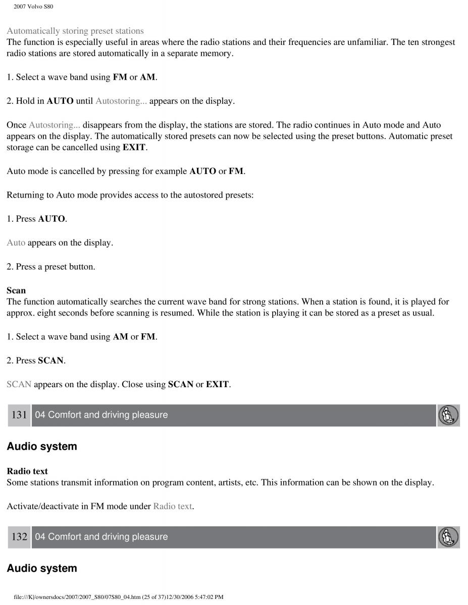 volvo S80 II 2 owners manual / page 165