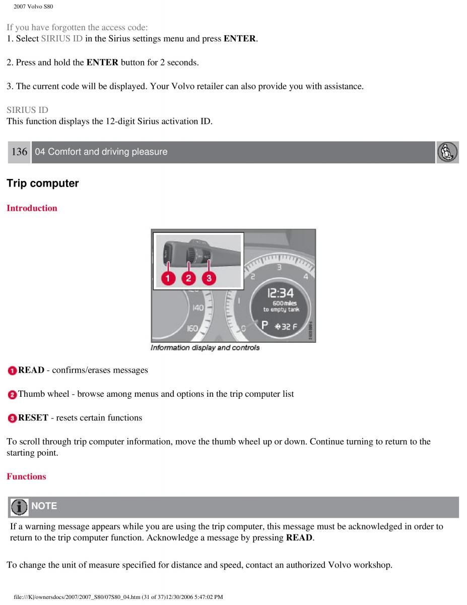 volvo S80 II 2 owners manual / page 171