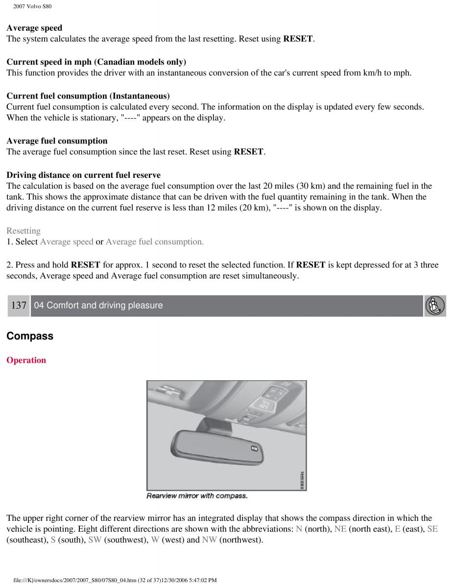 volvo S80 II 2 owners manual / page 172