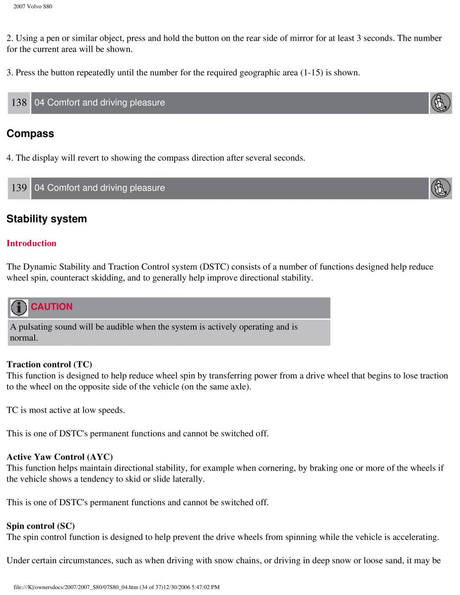 volvo S80 II 2 owners manual / page 174