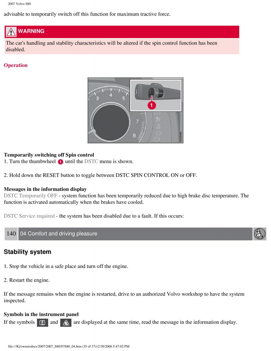 volvo S80 II 2 owners manual / page 175