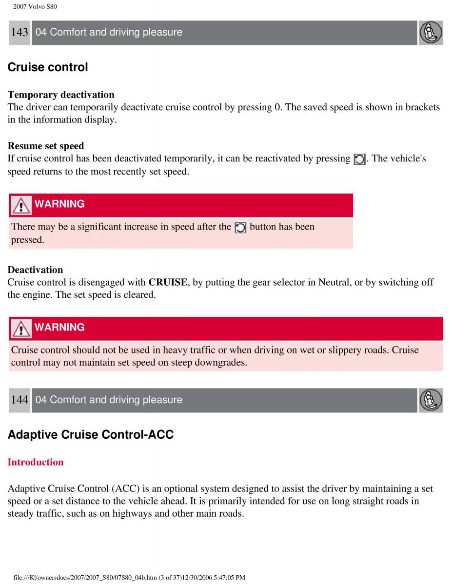 volvo S80 II 2 owners manual / page 180