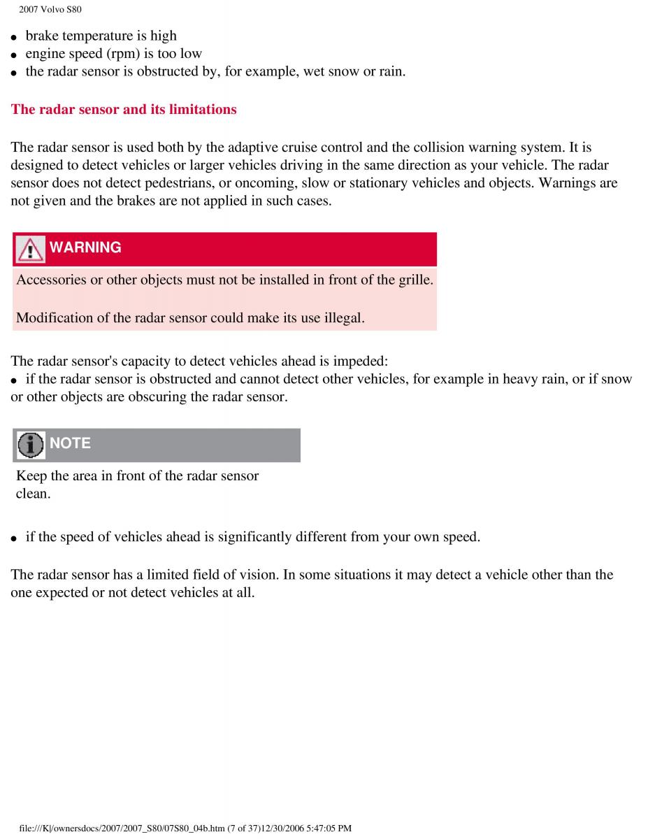 volvo S80 II 2 owners manual / page 184