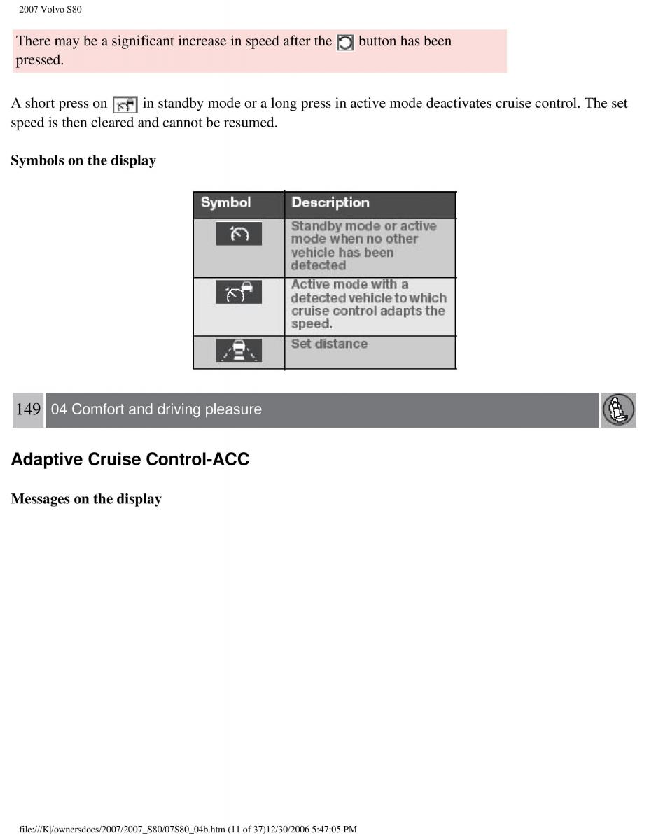 volvo S80 II 2 owners manual / page 188