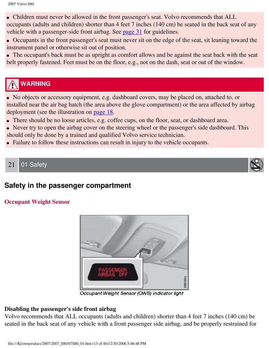 volvo S80 II 2 owners manual / page 19