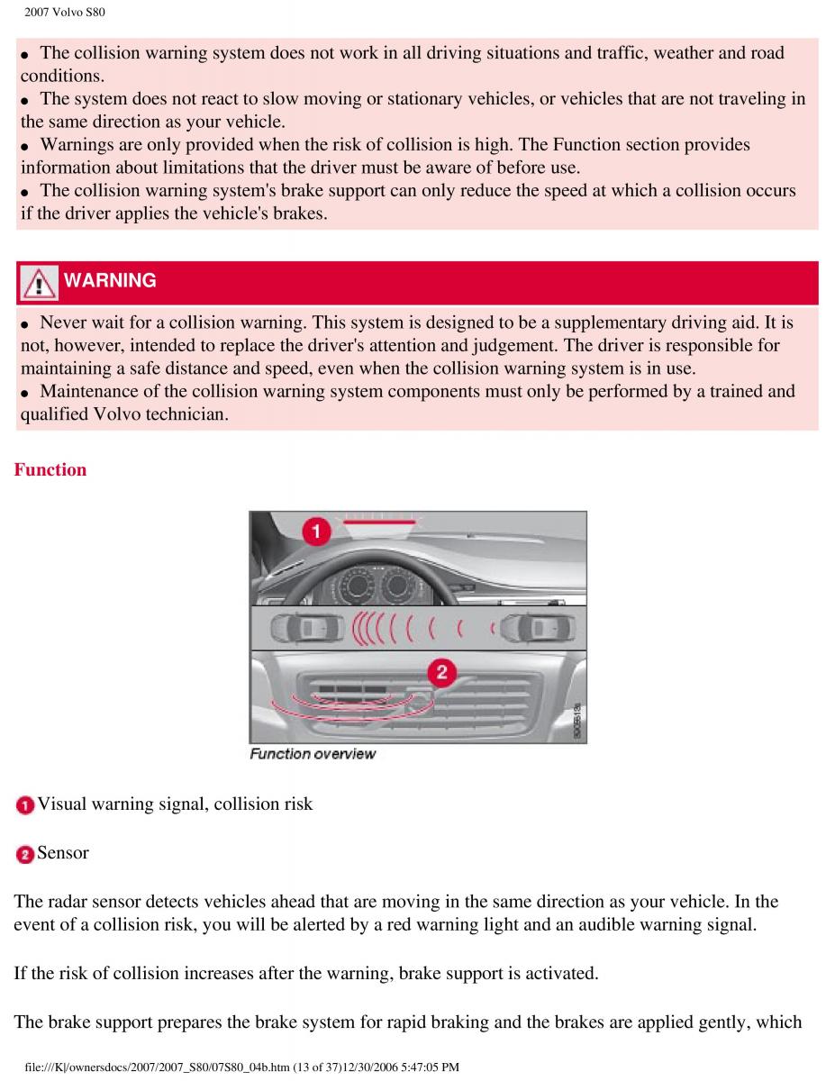 volvo S80 II 2 owners manual / page 190