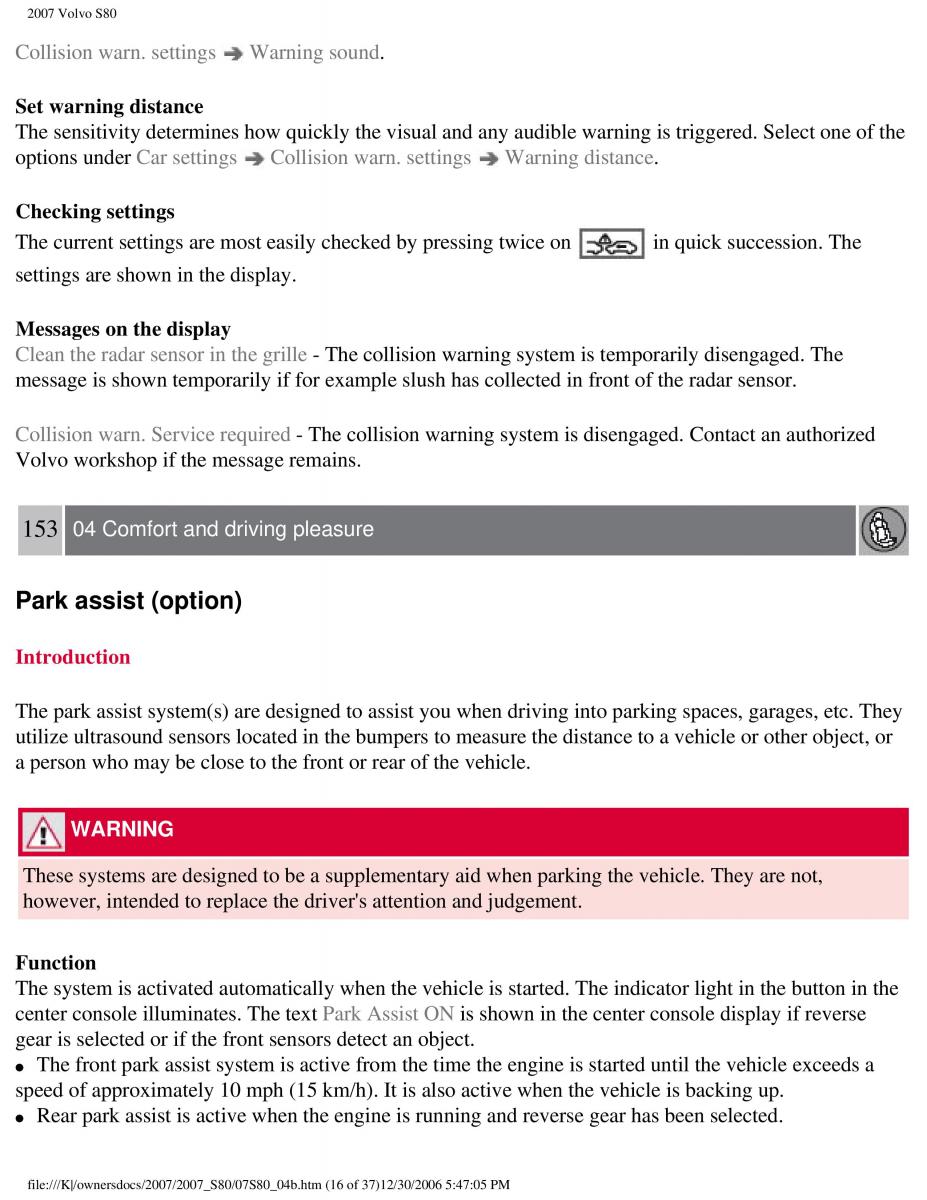 volvo S80 II 2 owners manual / page 193