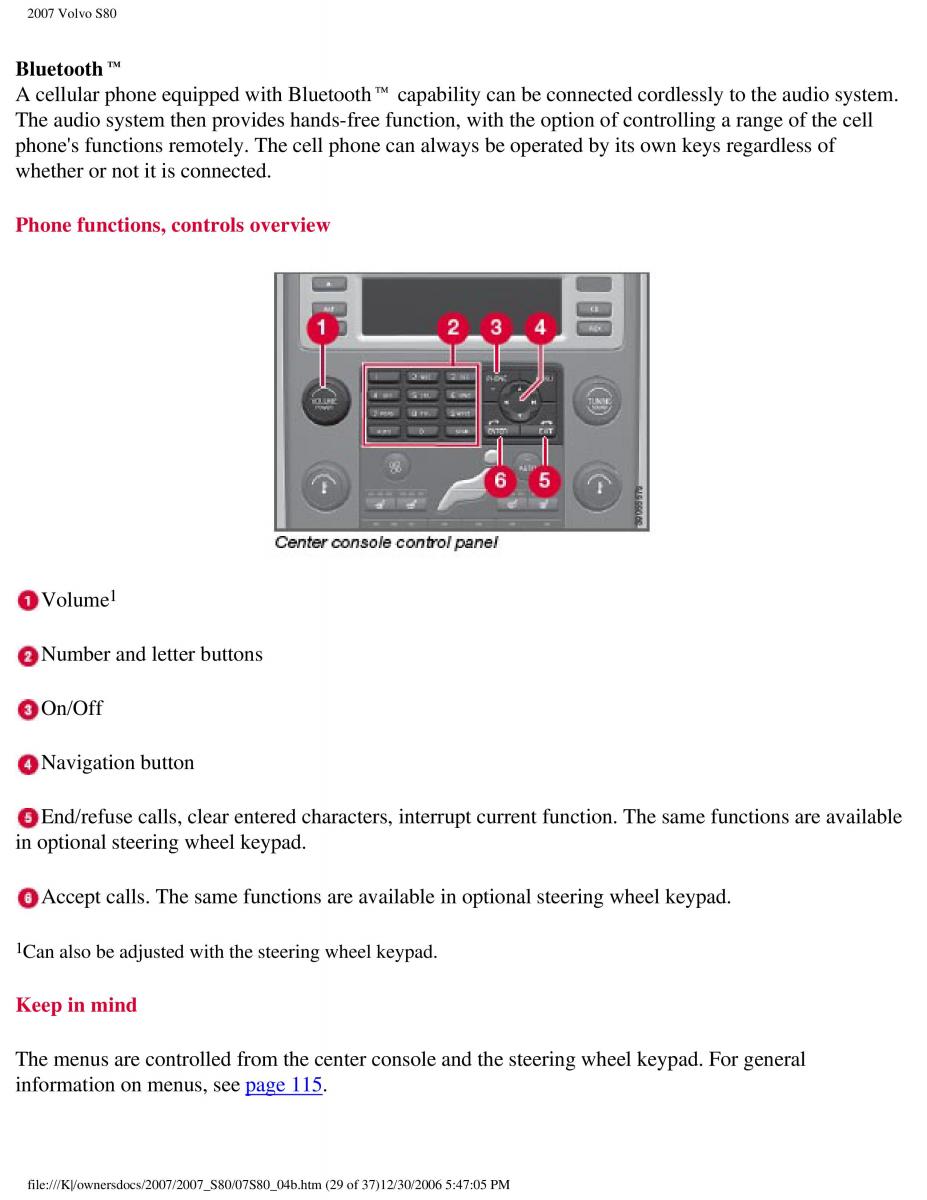 volvo S80 II 2 owners manual / page 206