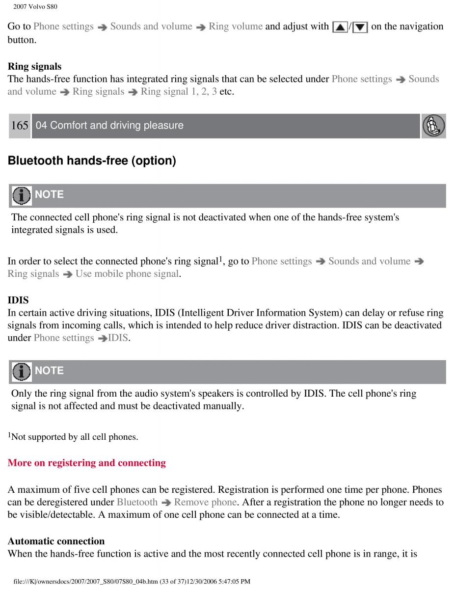 volvo S80 II 2 owners manual / page 210