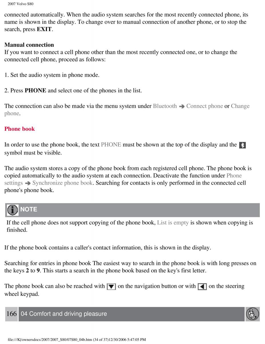 volvo S80 II 2 owners manual / page 211