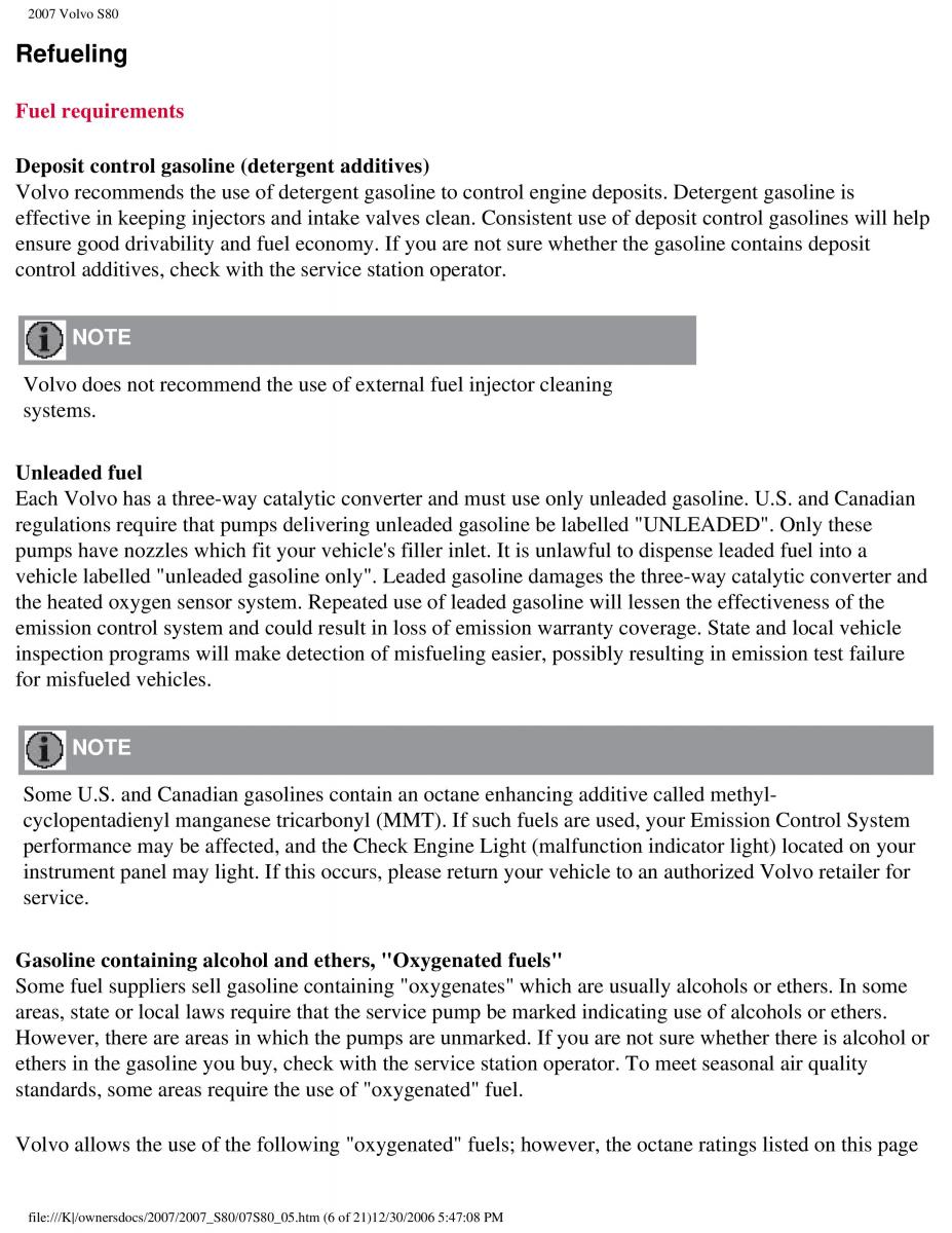 volvo S80 II 2 owners manual / page 220