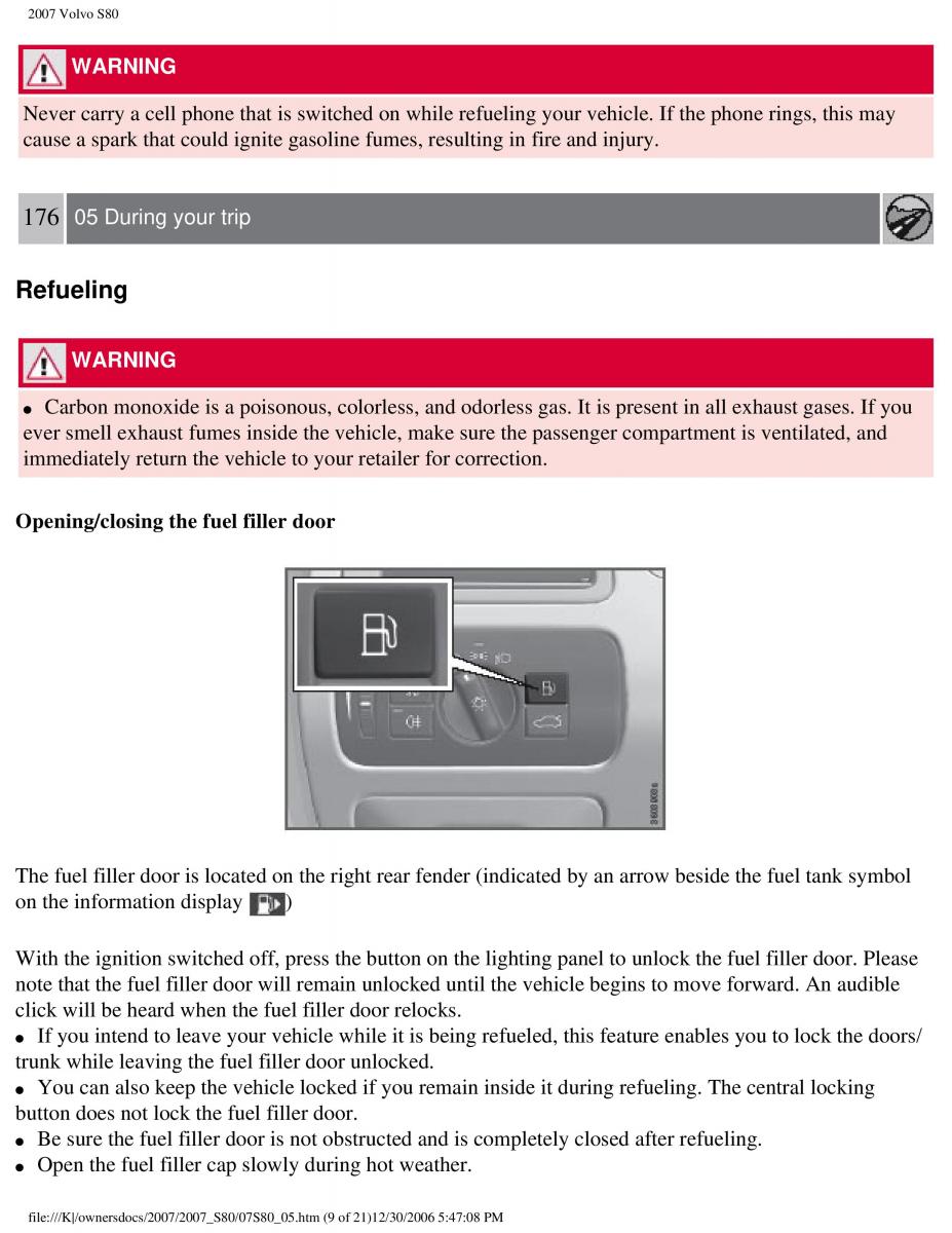 volvo S80 II 2 owners manual / page 223