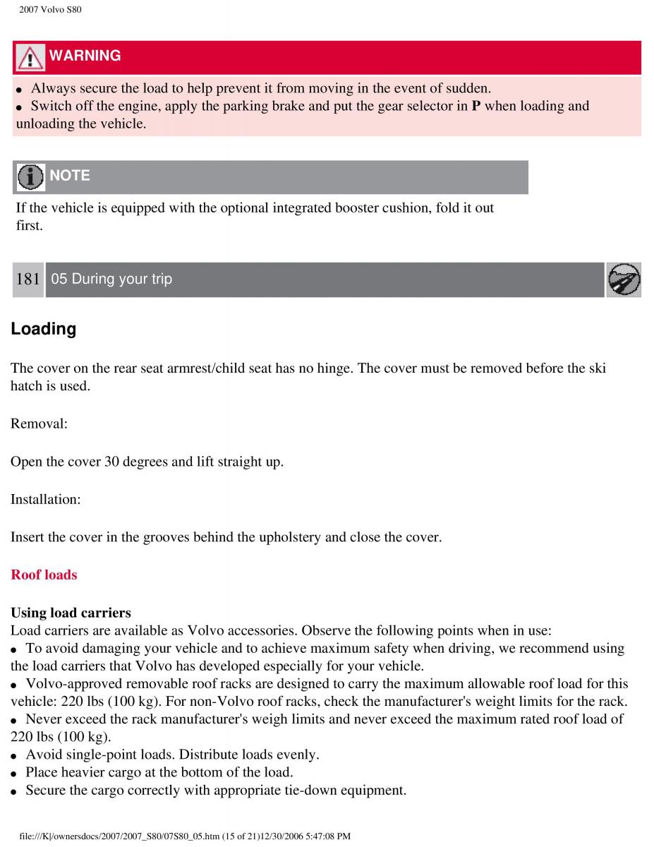 volvo S80 II 2 owners manual / page 229