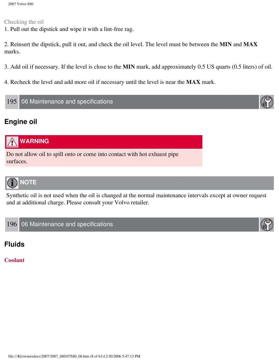 volvo S80 II 2 owners manual / page 243