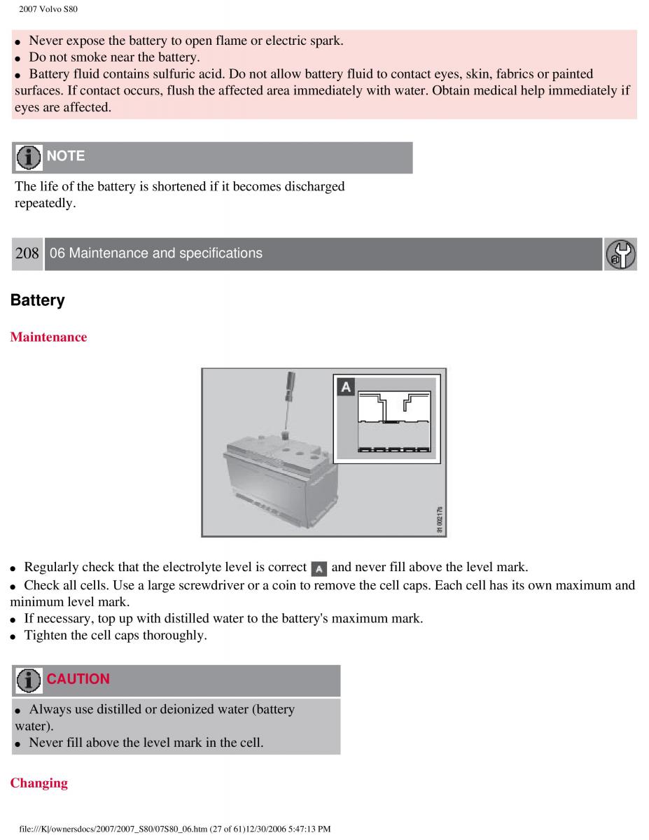 volvo S80 II 2 owners manual / page 262