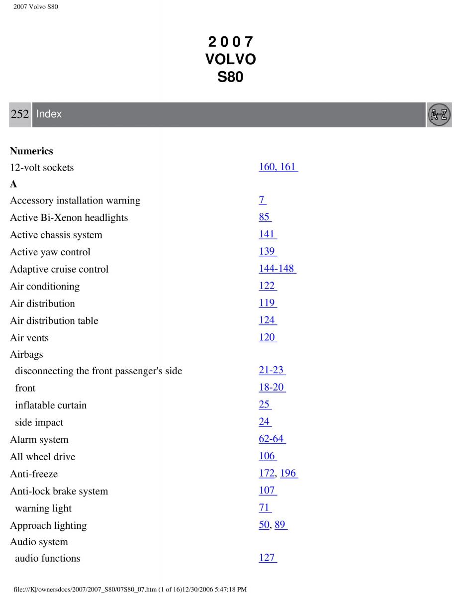 volvo S80 II 2 owners manual / page 311