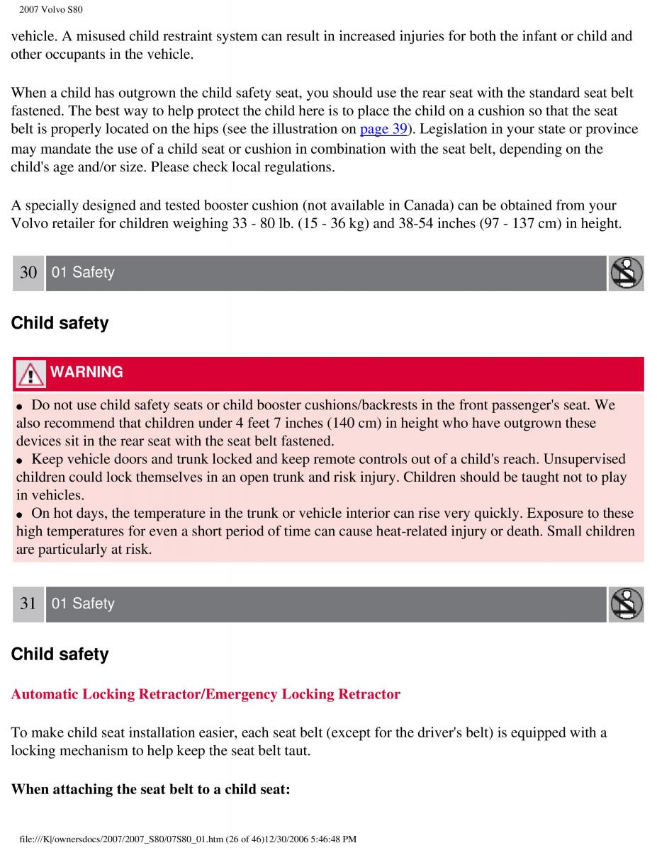 volvo S80 II 2 owners manual / page 32