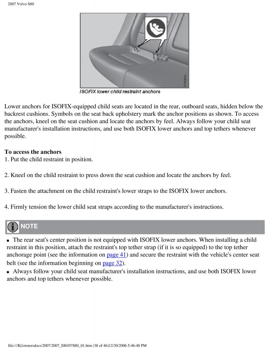 volvo S80 II 2 owners manual / page 44