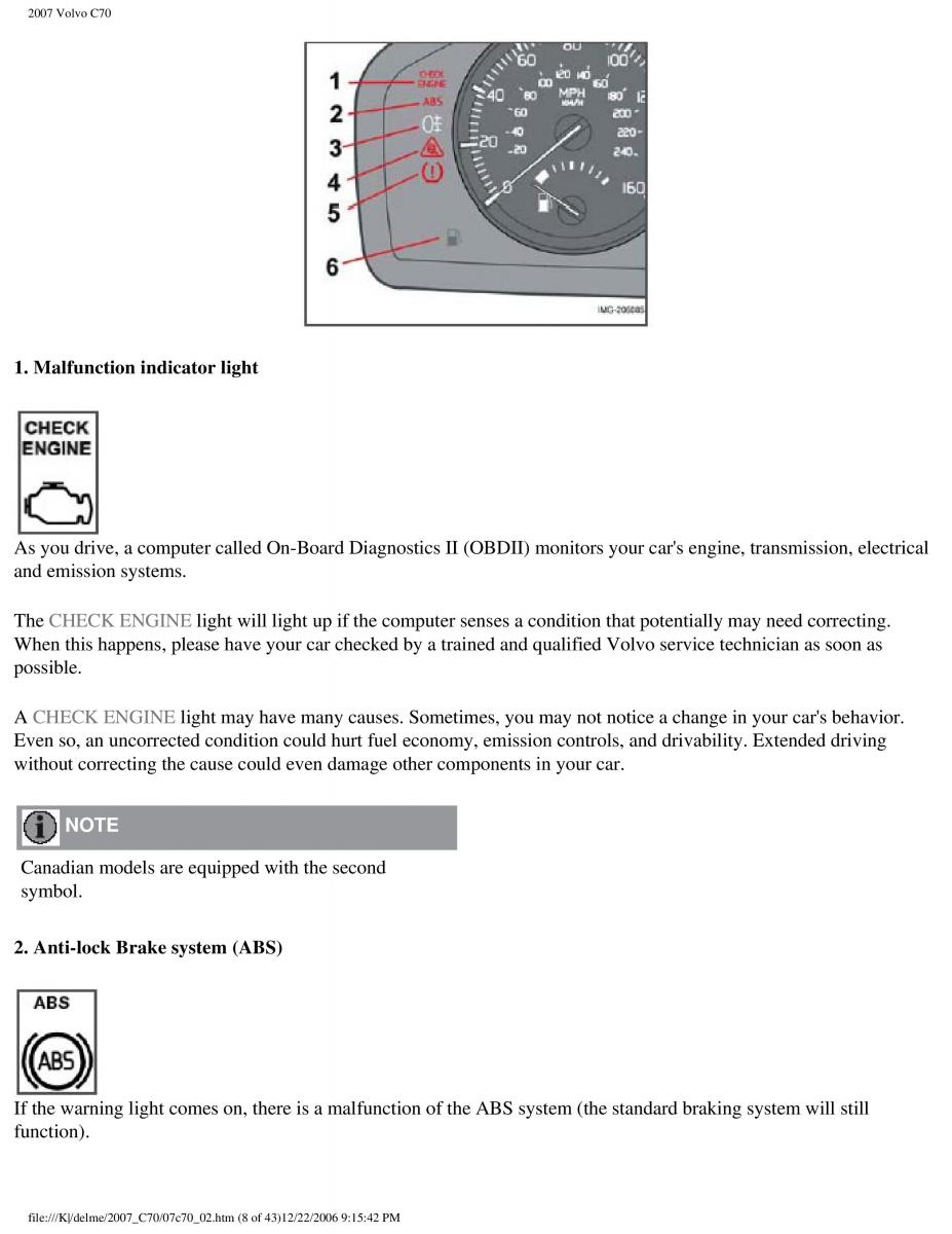 Volvo C70 M II 2 owners manual / page 56