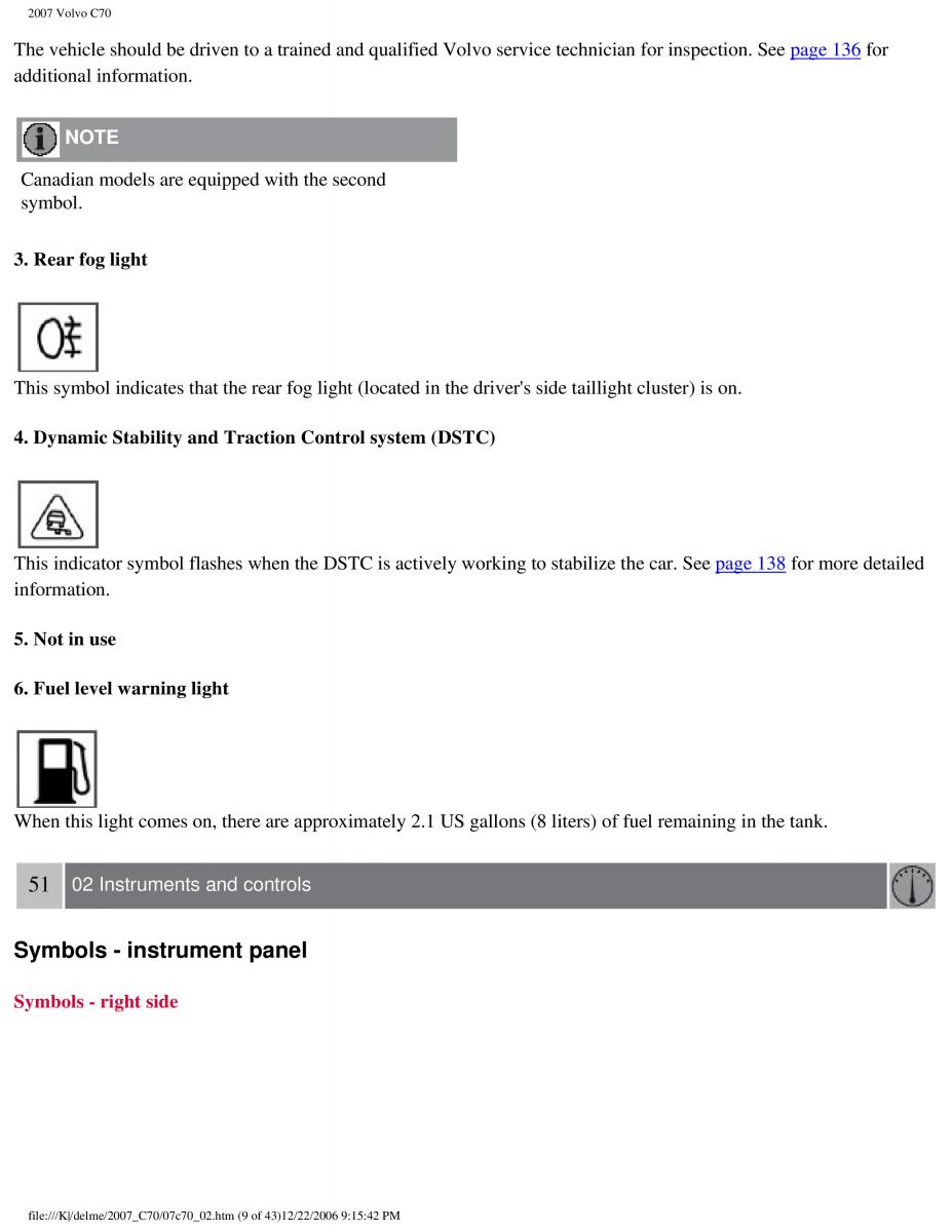 Volvo C70 M II 2 owners manual / page 57